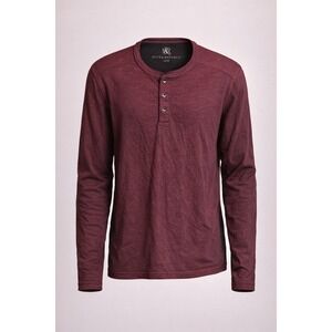 ROCK & REPUBLIC Henley Shirt Mens Large Burgundy Long Sleeve Casual Minimalist